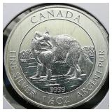 2014 Canada $8 Silver Wolf 1.5 t oz.