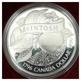 1996 CANADAIAN SILVER DOLLAR MCINTOSH APPLE