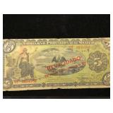 1914 Gobierno Provisional De Mexico 5 Pesos Bill