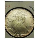 1986 Walking Liberty Dollar 1 Troy Oz