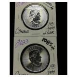 (2) 2023 Canada Five Dollars $5 Proof 1 Troy Oz