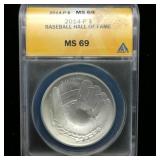 2014 S $1 MS69 ANACS Baseball Hall of Fame