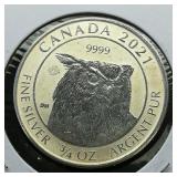 2021 Canada $2 Silver Coin Owl .75 t oz.