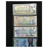 Canadian $5 and $20 Bills