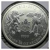 2012 Canada $2 Silver Coin Crest .75 t oz.
