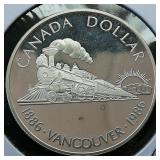 1986 Canada $1 Silver Coin Steam Engine .81 oz.