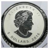 2016 Canada $5 Silver DCAM  Maple Leaf 1 t oz.