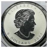 2017 Canada $5 Silver DCAM  Maple Leaf 1 t oz.