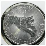 2017 Canada $5 Silver Bobcat 1 t oz.