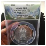 2010 ANACS MS69 First Day 5 0z Silver Hot Springs