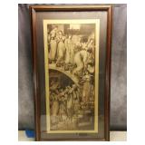 Antique Etching Robed Women Musicians