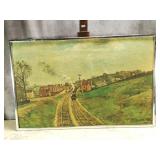 Train Litho on Fabric Board Camille Pissarro