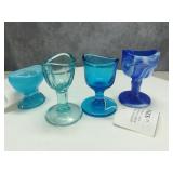 (4) Blue Glass Eyewash Cups