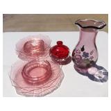 Pink Depression Glass & Art Glass