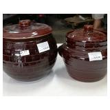 (2) McCoy Beehive Cookie Jar & Bean Pot w Handles