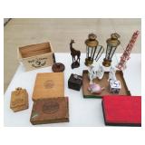 Decorative Lot Wood, Brass, Glass, Ceramic