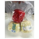 (3) Small Balls of Yarn (2) Light Yellow (1) Red