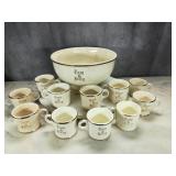 Antique Tom & Jerry Punch Bowl (11) Cups