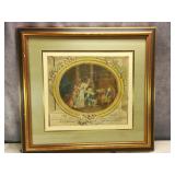 Colored Etching Framed & Matted