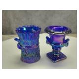 (2) Iridescent Blue Toothpick Holders