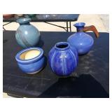 (4) Blue Pottery Pieces, California Pitcher