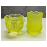 (2) Victorian Style Yellow Toothpick Holders