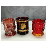 (3) Red Toothpick Holders Joe St. Clair