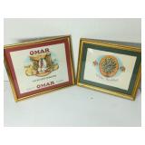 (2) Vintage Foil Lithograph Cigar Labels Framed
