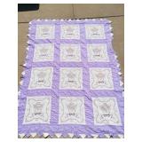 Handmade Quilt 94' X 72' Lavender Green White