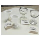 (4) Eyewash Cups Clear & Milk Glass John Bull