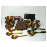 (19) Wooden Hand Painted Kitchen Items