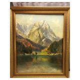 Landscape Mountain Oil On Canvas Signed