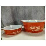 (2) Pyrex Wheat Dishes