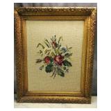 Floral Crochet Art in Gilded Frame 1972