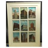 Architectural Vintage Postcards (9) in Frame