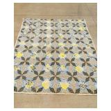 Hand Stiched Geometric Flower Quilt (7' x 6')