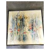 Japanese Abstract Floral Oil on Canvas