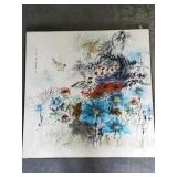 Japanese Abstract Floral Oil on Canvas
