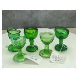 (5) Green Glass Eyewash Cups