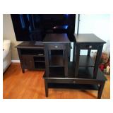 (4) Black Tables: End Tables, Coffee Table,...