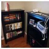 (2) Black Bookshelves with Books & Music Related