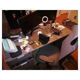 Office Desk, Office Chair, Rug & Misc Electronics
