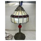Butterscotch & Ruby Red Slag Glass Shade Lamp