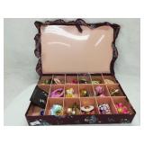 Earring, Brooches, and a Divided Jewelry Box