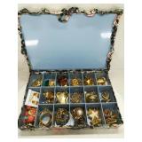 Earring, Brooches, and a Divided Jewelry Box