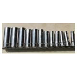 (12) Deep Socket Metric Snap On Sockets 8-19mm