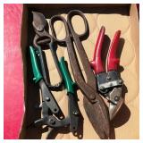 Flat of Hand Tools, Cutters, Etc