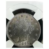 1892 V Nickel 5c MS62 PGA