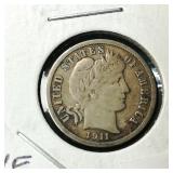 1911 D Barber Dime 10c