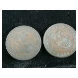 (2) 1850 Bank of Upper Canada Half Penny 1/2c
